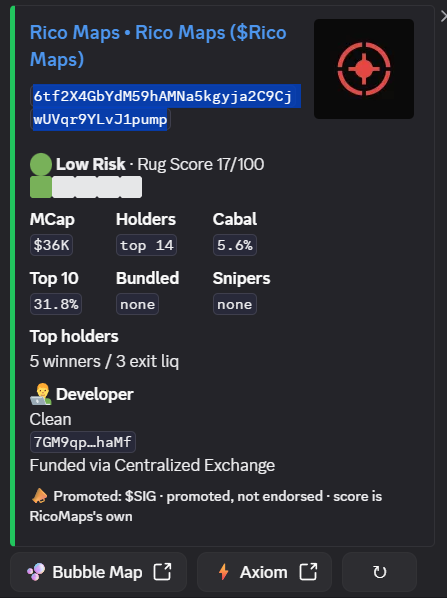 Discord Rico Maps bot scan card